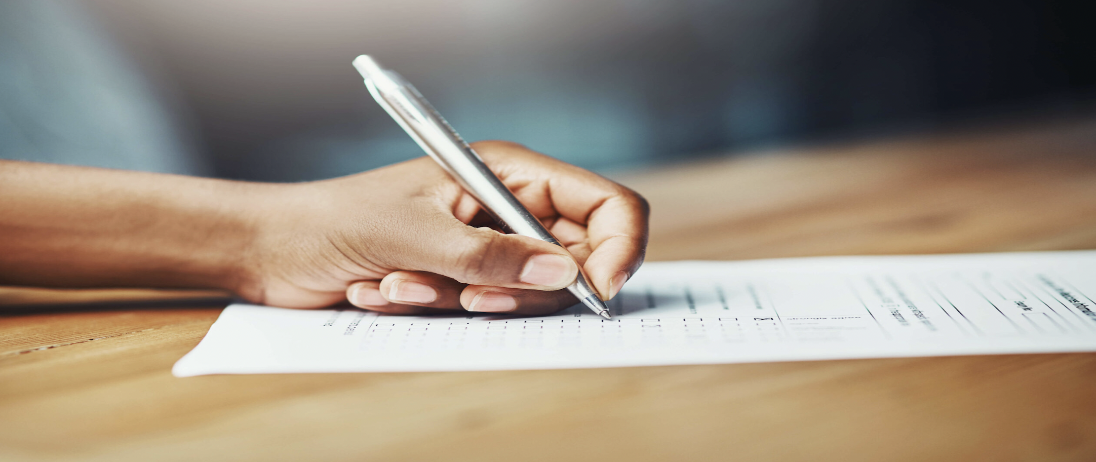 Student filling out paperwork